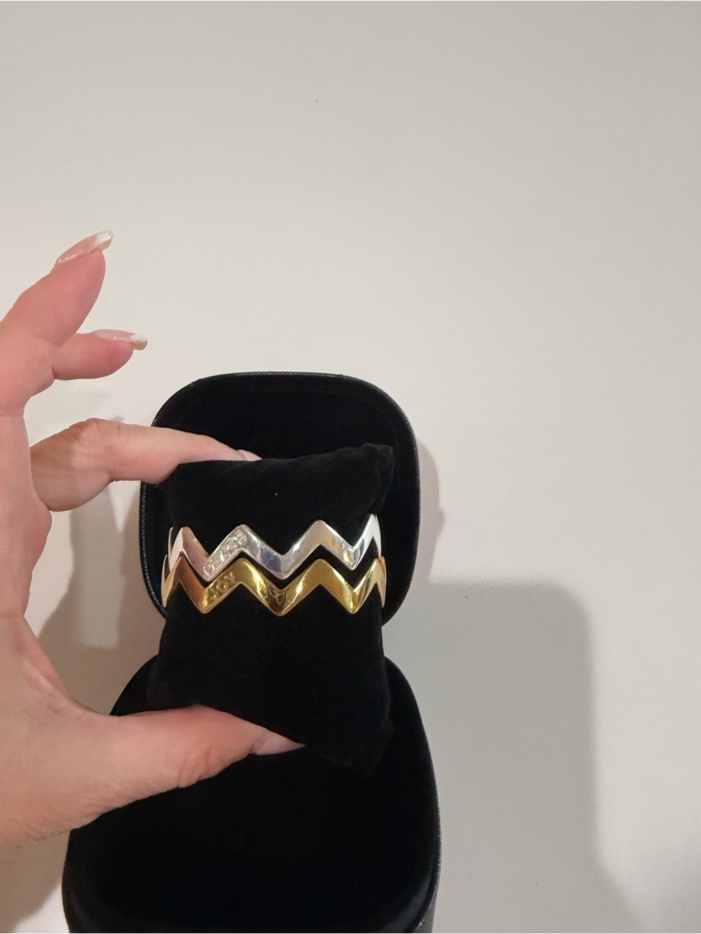 Rustic Cuff Zigzag Double Cuff Bracelet - Silver & Gold